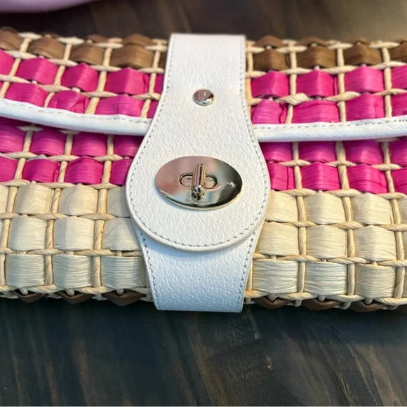Kate Spade Pink and Tan Woven Clutch ( Rare)
