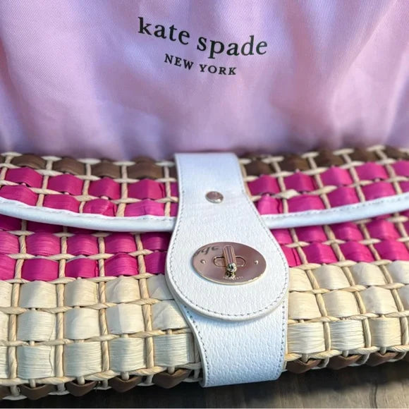 Kate Spade Pink and Tan Woven Clutch ( Rare)