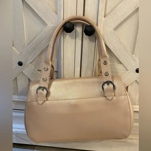 Vintage Salvatore Ferragamo Gancini Handbag Leather pink champagne.