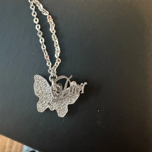 Dior Silver Crystal Embellished Butterfly Adjustable Bracelet, with COA