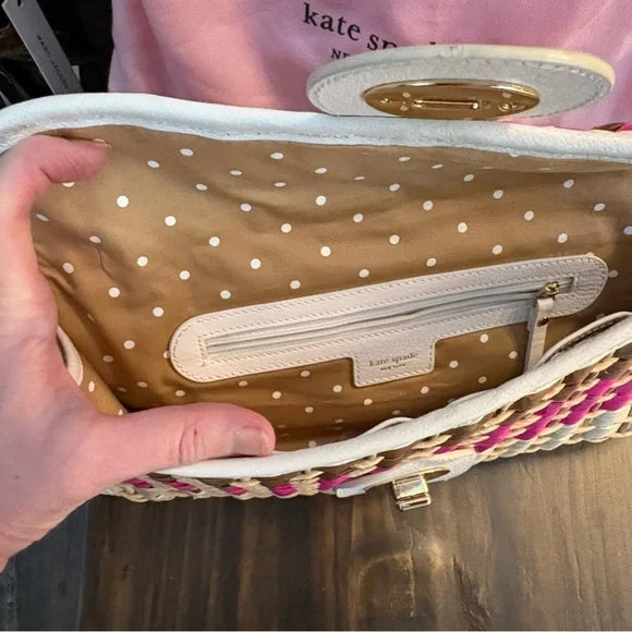 Kate Spade Pink and Tan Woven Clutch ( Rare)