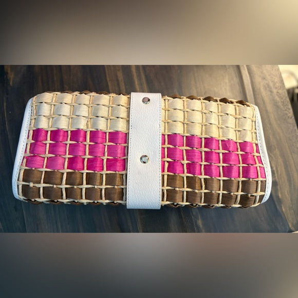 Kate Spade Pink and Tan Woven Clutch ( Rare)
