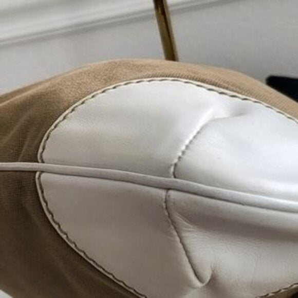 Chanel ( w/ COA) Tan & White Denim Leather Tote